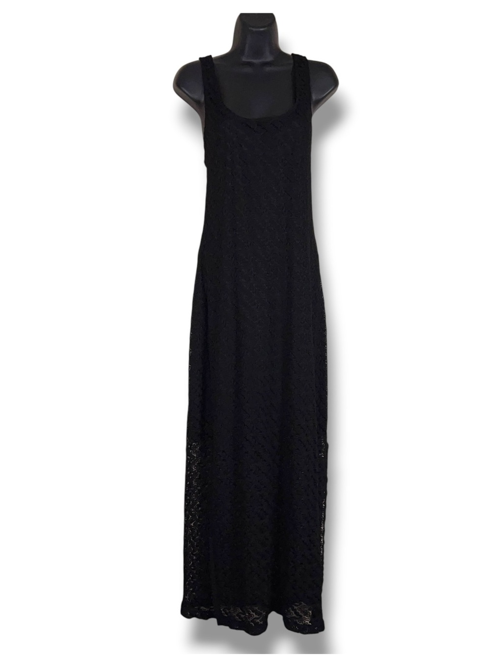 Large Apt 9 Black Lace Sleeveless Stretch Dress Lined Sheer From Knee Down Goth